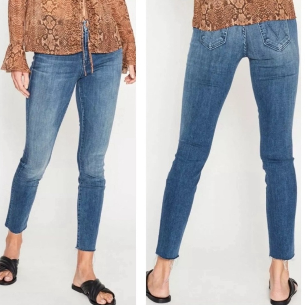 Mother High Waisted Looker Ankle Fray Jeans